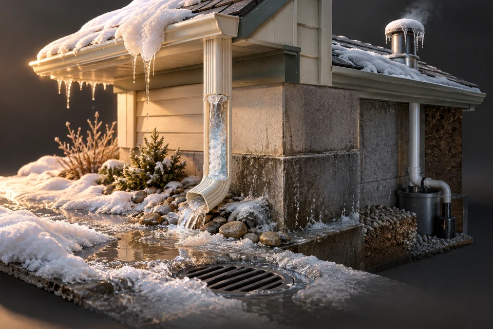 Conceptual illustration of snow melt · refreeze · drainage route